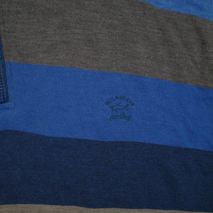 Paul & Shark Sweater Mens 6XL Blue Grey  Quarter Zip Competition Yachting Made in Italy