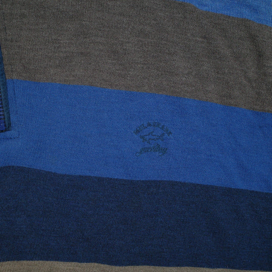 Paul & Shark Sweater Mens 6XL Blue Grey  Quarter Zip Competition Yachting Made in Italy