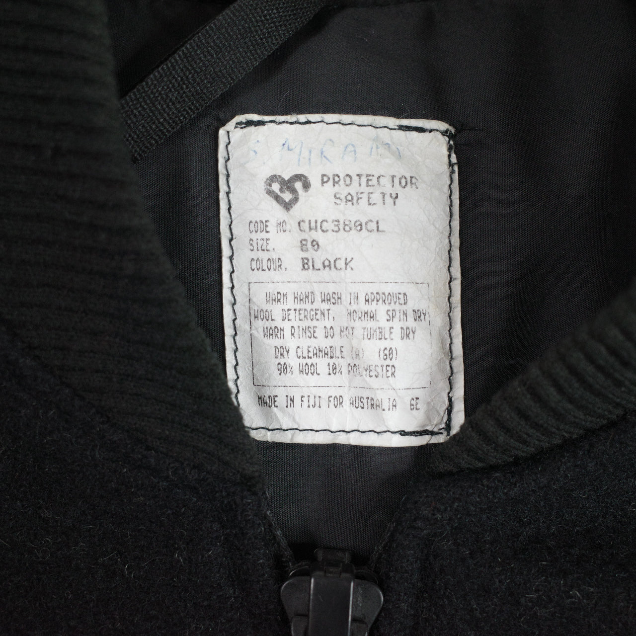 Protector Kembla Mens 70s Black Wool Blend Laminex Worker Bomber Australian Made Size 80 Fits L