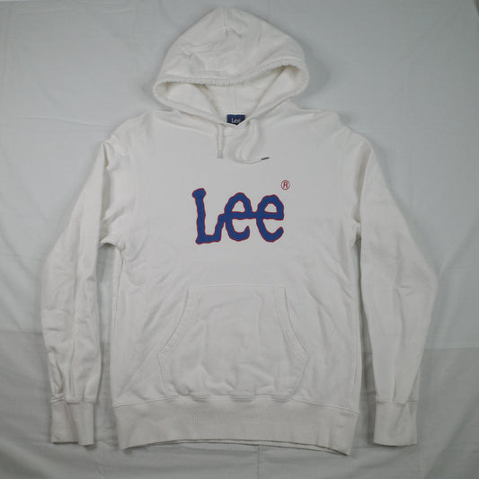 Vintage Lee 90's White Hooded Crewneck Hoodie Men's Medium