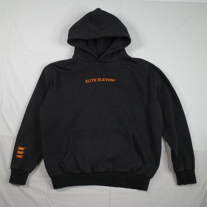Elite Eleven Hoodie Orange Logo Black Hoodie Oversized Sweater Pullover Mens Small