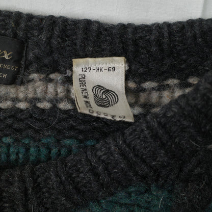 Coogi Style Boytex Pure Wool 90's Hand Made Knit Fleece Sweater Mens Large