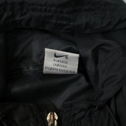 Vintage Nike Nylon Black Big Back Windbreaker Swoosh Coat Jacket Overcoat Mens Medium
