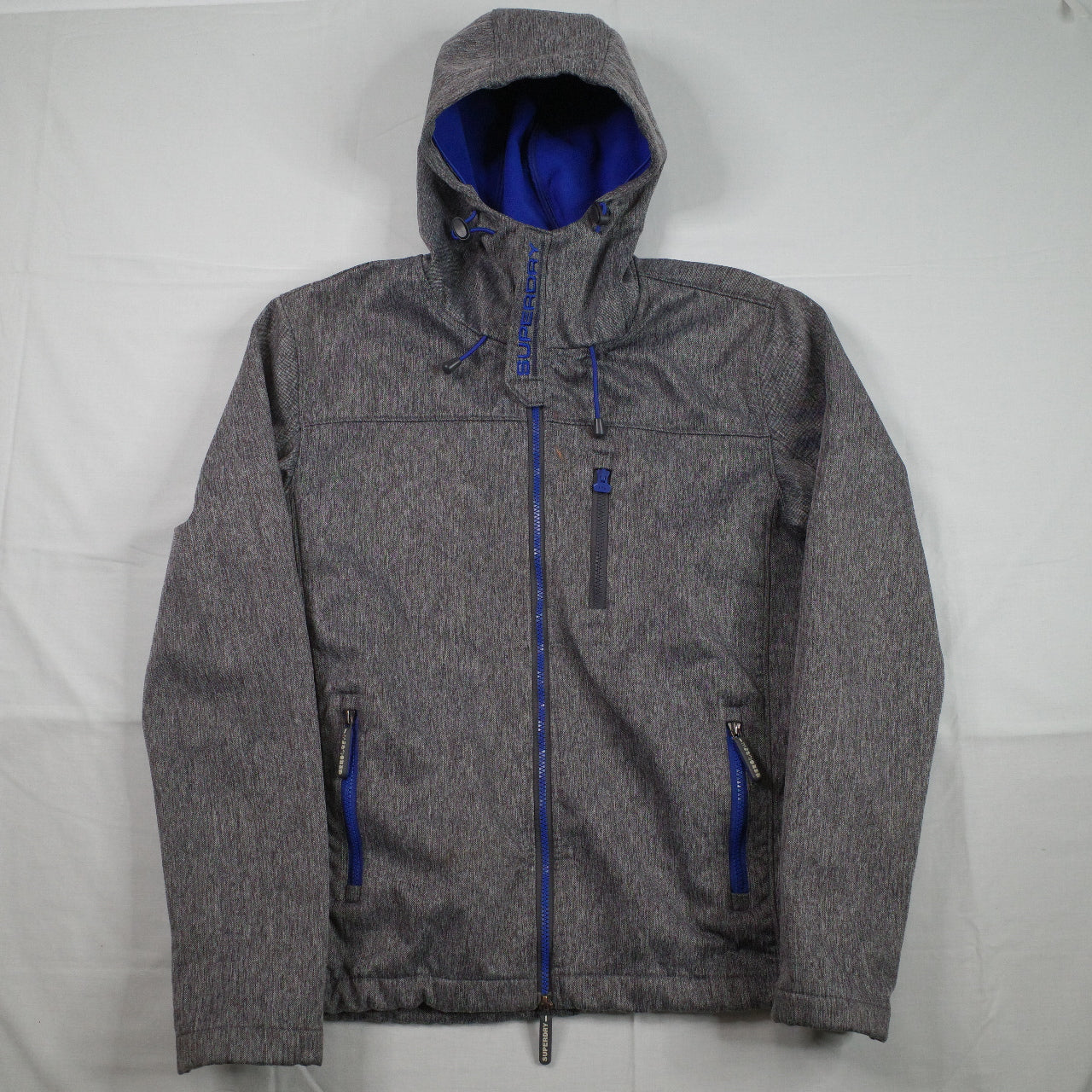 Superdry Jacket Windtrekker Grey Blue Fleece Lined Mens XL