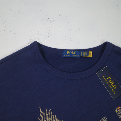 Polo Ralph Lauren Chinese New Year Dragon Navy Embroidered Sweater Crewneck Mens XL NWT