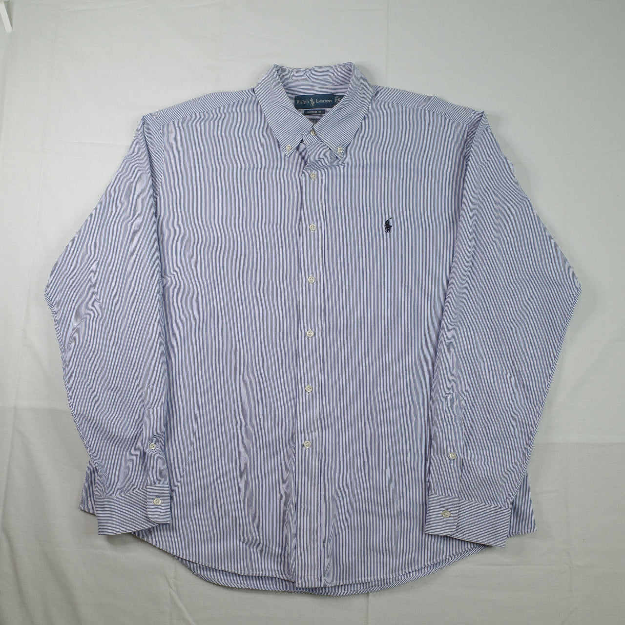 Polo Ralph Lauren Classic Fit Dress Shirt White Blue Pinstripe Button Up Mens XXL