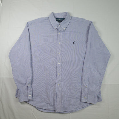 Polo Ralph Lauren Classic Fit Dress Shirt White Blue Pinstripe Button Up Mens XXL