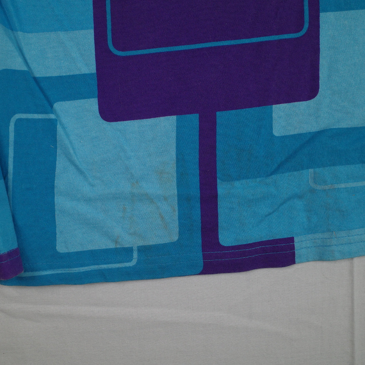 Vintage Hang Ten Retro Block Graphic Blue Purple Long Sleeve T Shirt Womens M