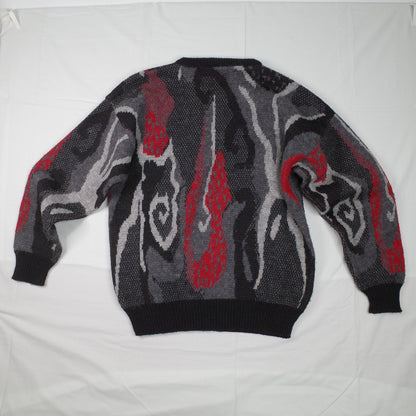 Roger David 1980's Cable Knit Red Grey Mens XL