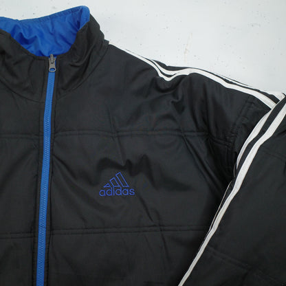 Vintage Adidas Puffer Jacket Size XL Blue Black Reversible 90s Y2K