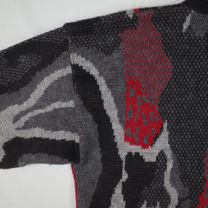 Roger David 1980's Cable Knit Red Grey Mens XL