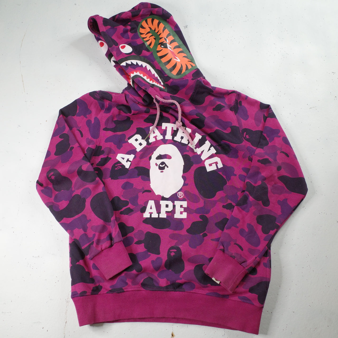 A Bathing Ape Pink Purple Camo College Pullover Hoodie Large Japan Fit