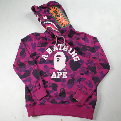 A Bathing Ape Pink Purple Camo College Pullover Hoodie Large Japan Fit