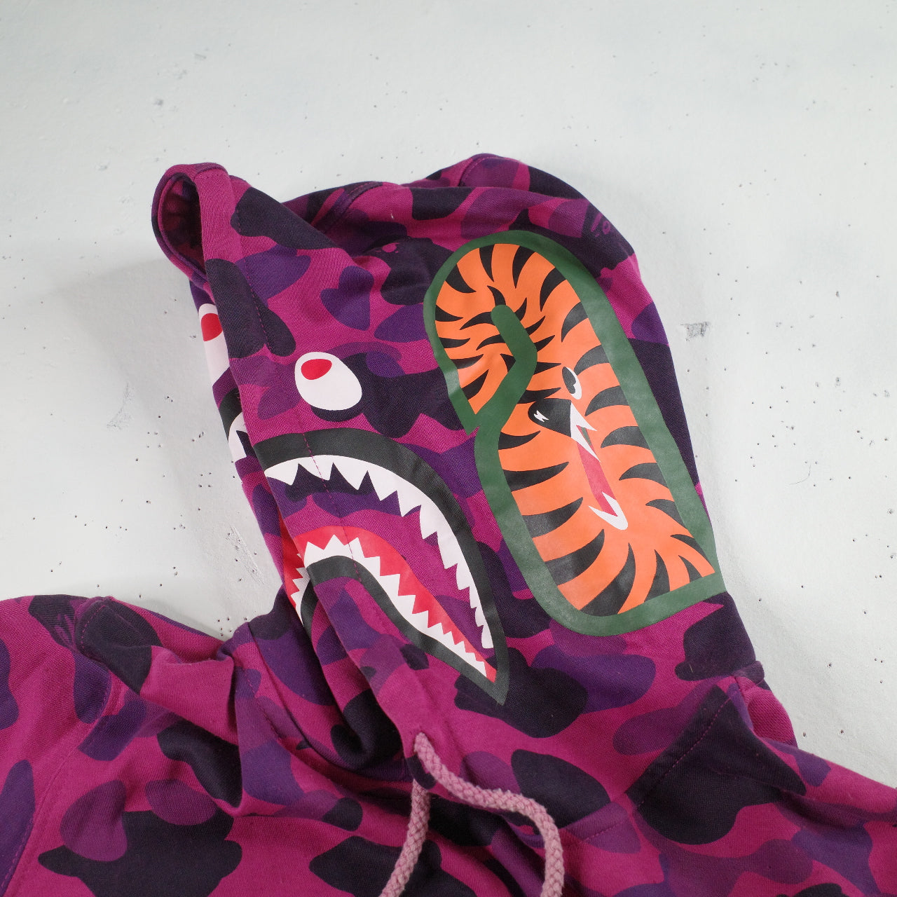 A Bathing Ape Pink Purple Camo College Pullover Hoodie Large Japan Fit