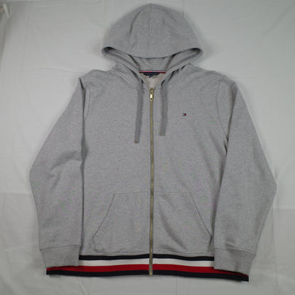 Tommy Hilfiger Grey Zip Up Hoodie Cotton Men's XXL