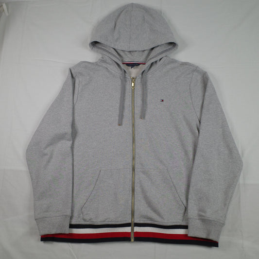 Tommy Hilfiger Grey Zip Up Hoodie Cotton Men's XXL
