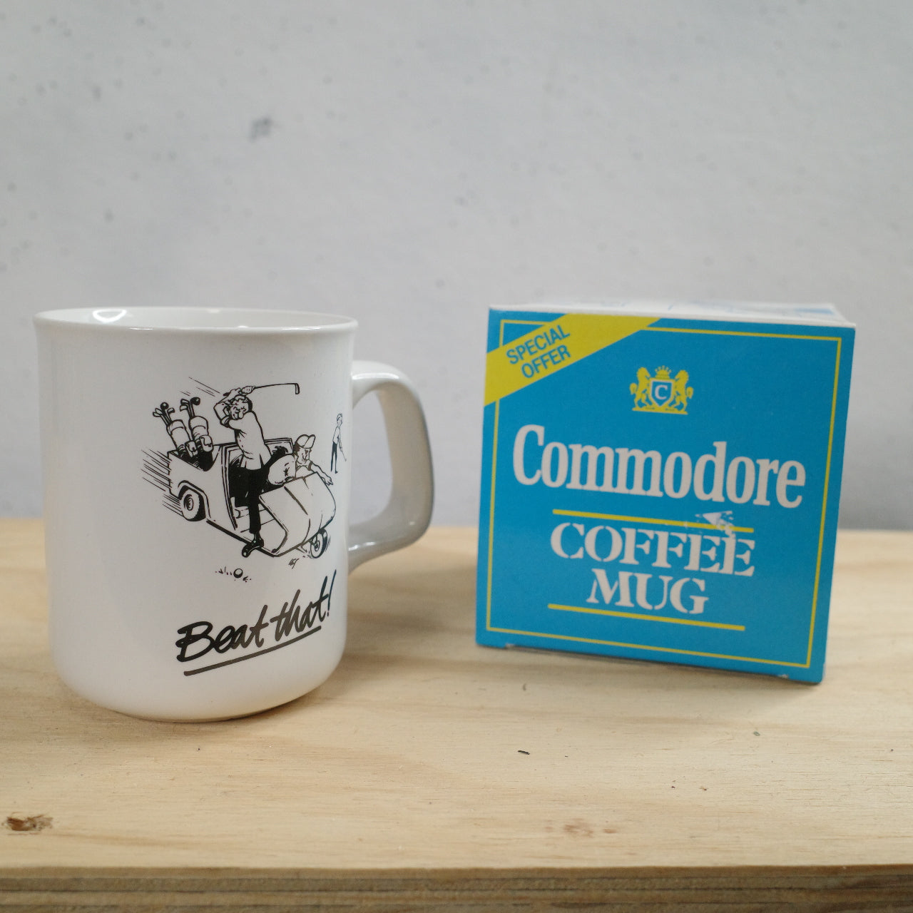 Vintage 1980s Commodore Coffee Mug Beat That Golf Kart Coffee Mug NEW