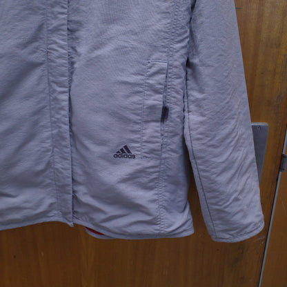 Adidas Reversible Vintage Fleece Nylon Jacket Grey Orange Women’s 10 Small