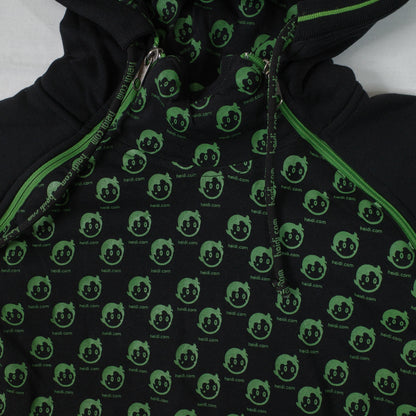 Heidi dot com 2 Zip Neon Black Hooded Zip Up Jacket Unisex XL