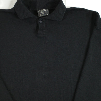 Vintage Coogi 80's Black Wool Cuggi Quarter Button Sweater Black Mens Medium