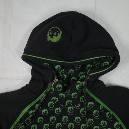 Heidi dot com 2 Zip Neon Black Hooded Zip Up Jacket Unisex XL