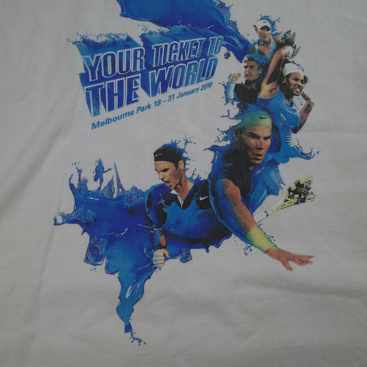 Australian Open 2010 21 Years Winner Back Print T-Shirt White Mens Small