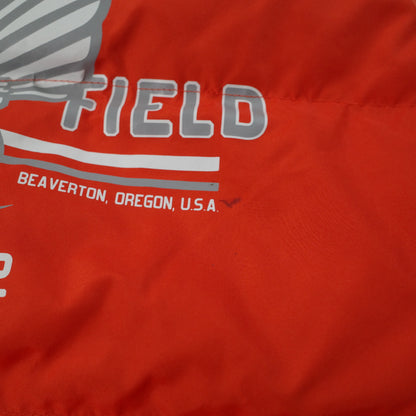 Vintage Nike Athletics Department Orange Puffer Track Field Detachable Hood Men's Small