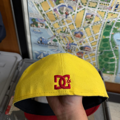 DC Shoes Fittted Cap 7 1/8 Yellow Red Embroidery Cap Hat