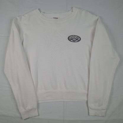Roxy White Back Print Vintage Pullover Crewneck Womens Medium