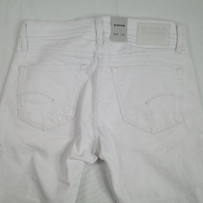 G-Star RAW 3301 Slim Jeans Mens 31x32 White Paper Destroyed Stretch Denim Pants NEW
