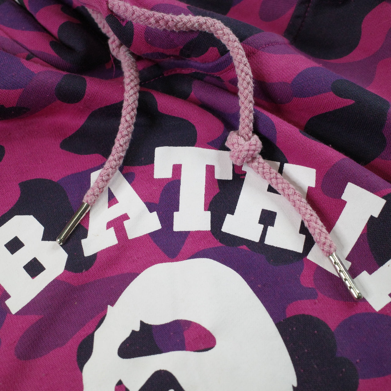 A Bathing Ape Pink Purple Camo College Pullover Hoodie Large Japan Fit