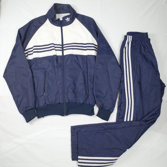 Vintage Adidas 90's New Zealand Made Blue White Lined Track Set Jacket Pants Mens Medium