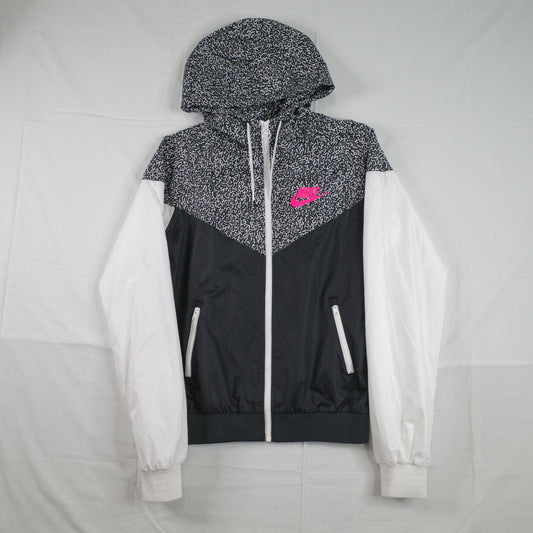 Nike Windrunner Running Jacket AOP Black White Pink Womens Small