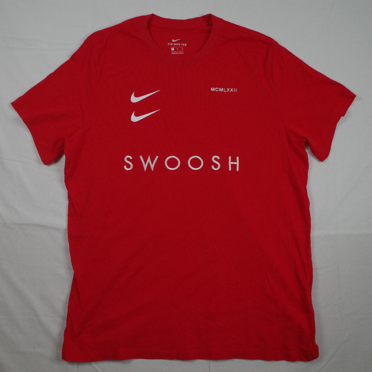 Men’s Nike Double Swoosh Tee MCMLXXII Red Tee Shirt Mens XL