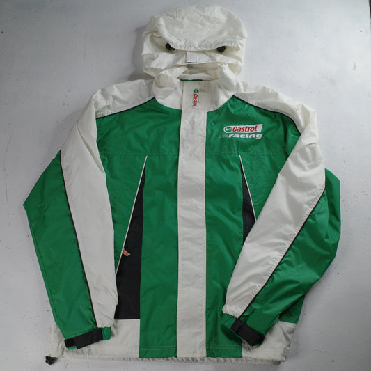 Vintage Castrol Racing Jacket Full Zip Green White Mens XL