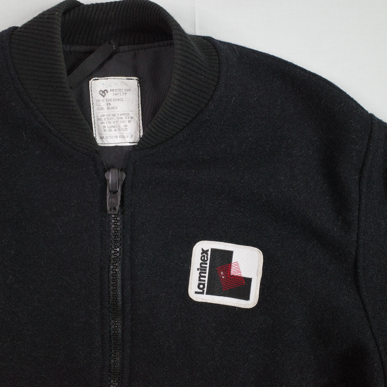 Protector Kembla Mens 70s Black Wool Blend Laminex Worker Bomber Australian Made Size 80 Fits L