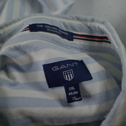 Gant Oxford Banker Blue White Stripe Cotton Button Up Mens 2XL