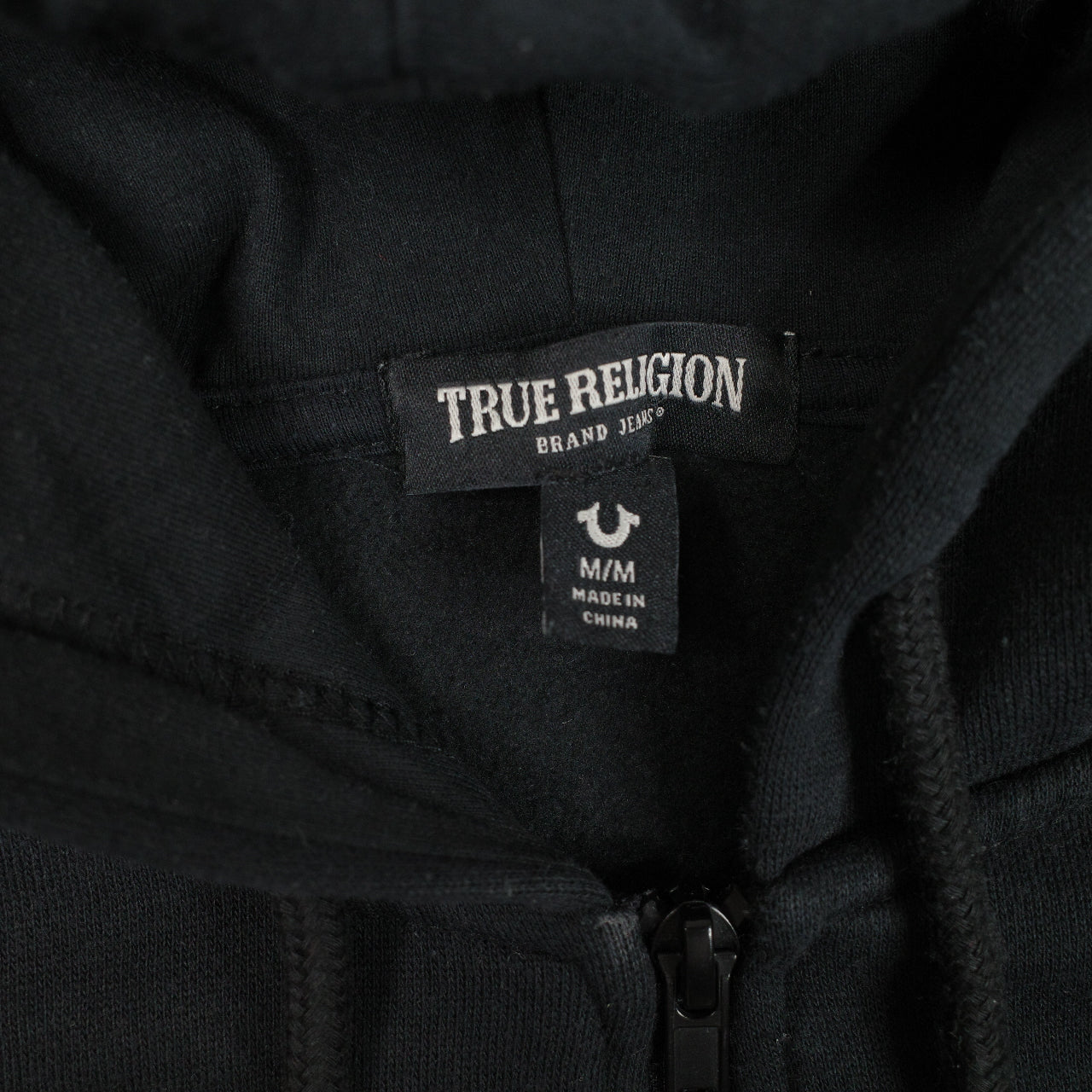 True Religion Women’s Black Full Zip Hoodie Womens Medium Gold Logo