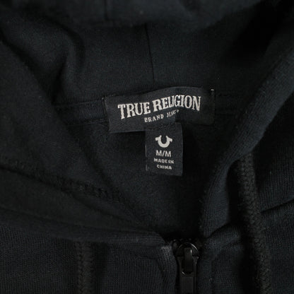 True Religion Women’s Black Full Zip Hoodie Womens Medium Gold Logo