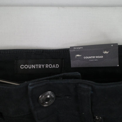 Country Road High Rise Straight Jeans Black Womens 4 with tags