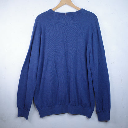 Tommy Hilfiger Sweater Cotton V Neck Navy Men's XXL