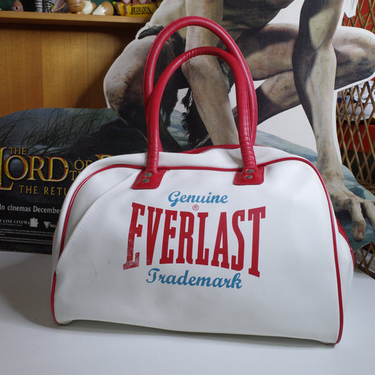 Everlast Duffle Bag Gym Travel Carry Vintage White Red