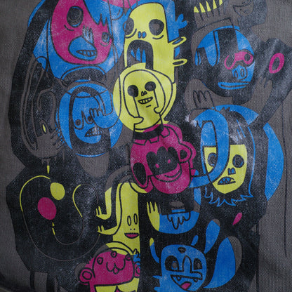Jon Burgerman Canvas Cord Faces Denim Satchel