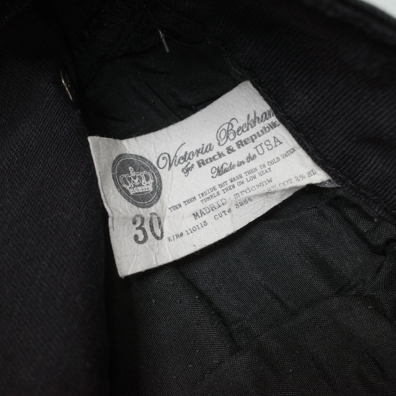 Victoria Beckham Rock Republic Black Jeans Made in USA Womens Size 30