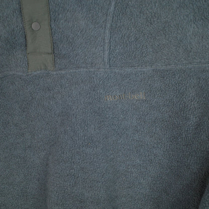 Montbell Polartec Fleece Quarter Snap Pullover Vintage Japan Made Light Blue Grey Womens Small