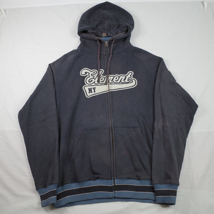 Element Zip Up Spell Out Y2K Black Hoodie Men's Large