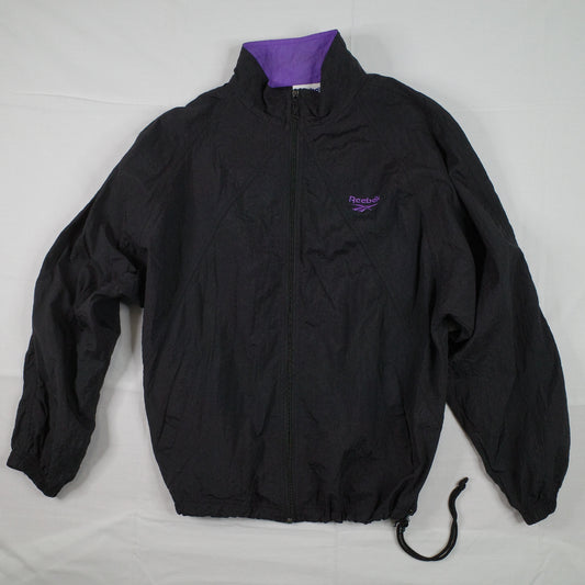 Vintage Reebok Black  Purple Track Set Zip Jacket Pants Mens Medium