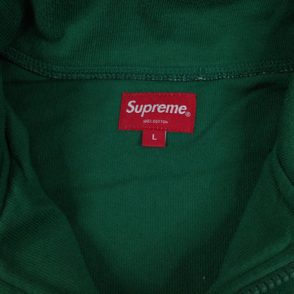 Supreme Logo Tape Stripe Green White 1/4 Zip Sweater Mens Large