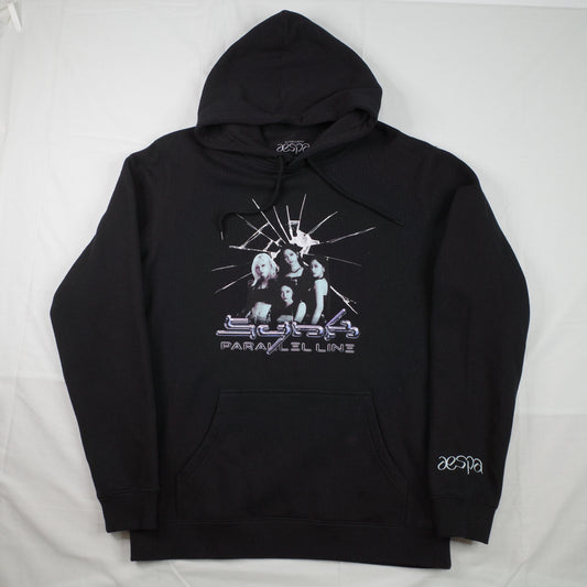 aespa SYNK Parallel Line Australia Tour Dateback Black Hoodie Large