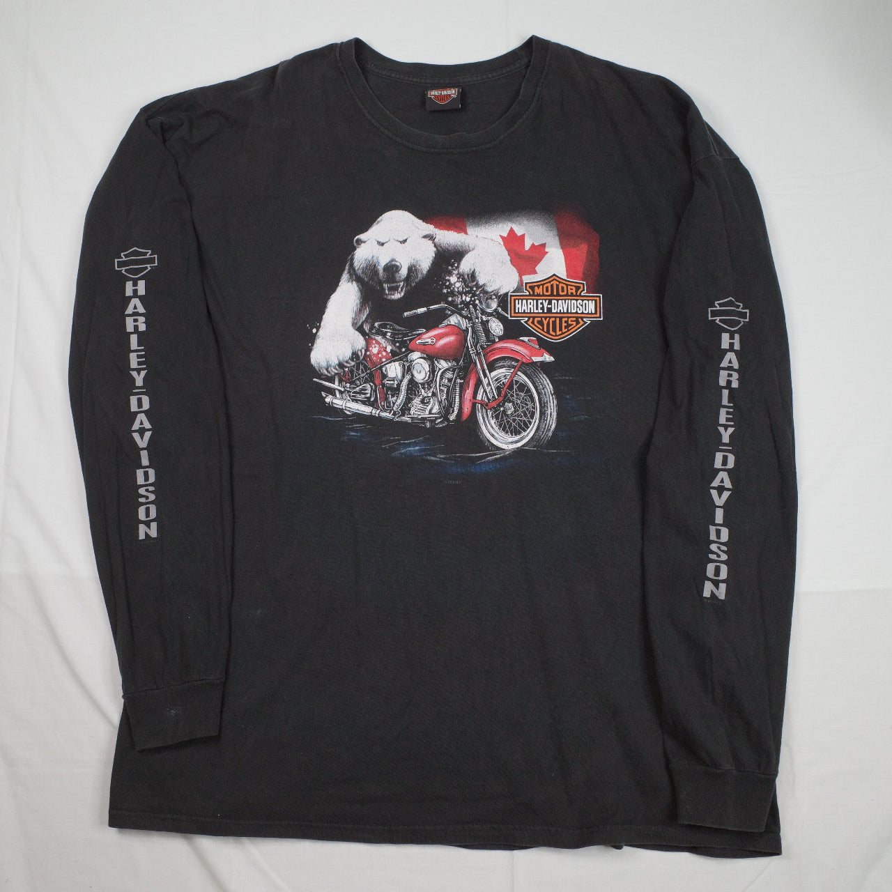 Harley Davidson Motorcycles Polar Bear Run Calgary Alberta Long Sleeve T Shirt Mens 5XL~